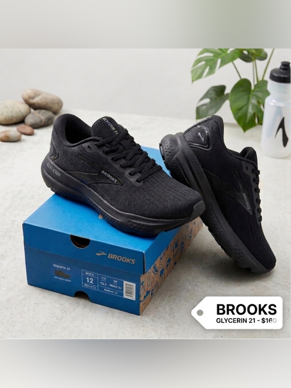 Brooks Men's Glycerin 21 Athletic Running Shoes - Black